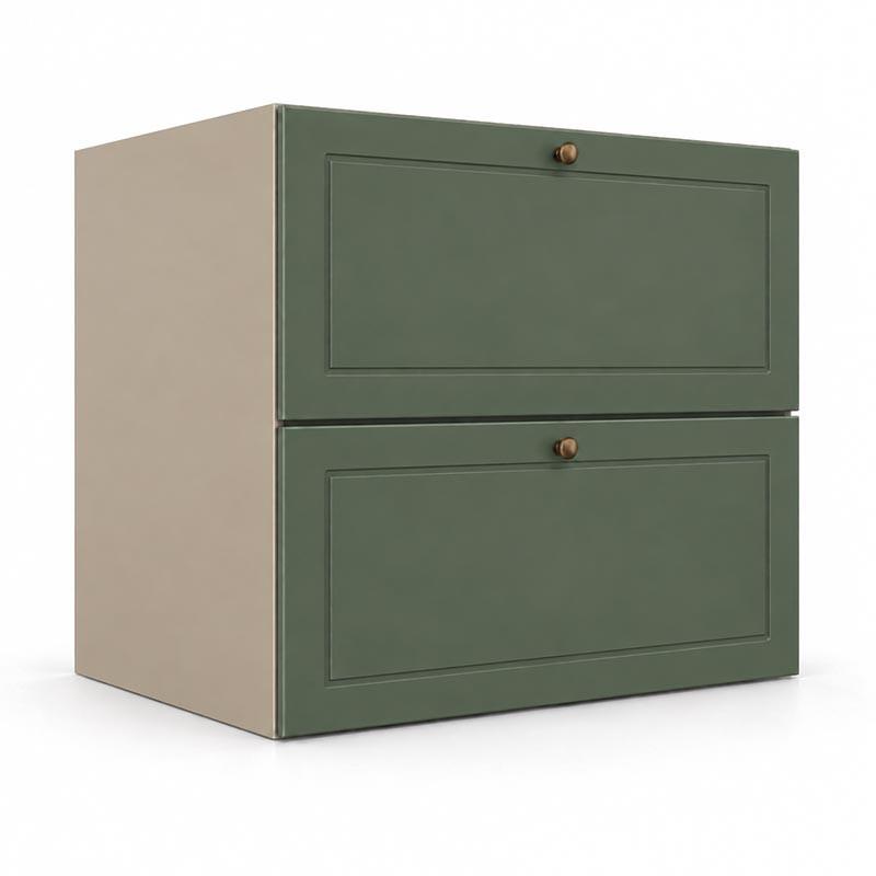 Módulo Balcão 70x68x56cm 2 Gavetas + 1 Gaveta Oculta 100% MDF Cozinha Provence Robel Fendi/Salvia Matte