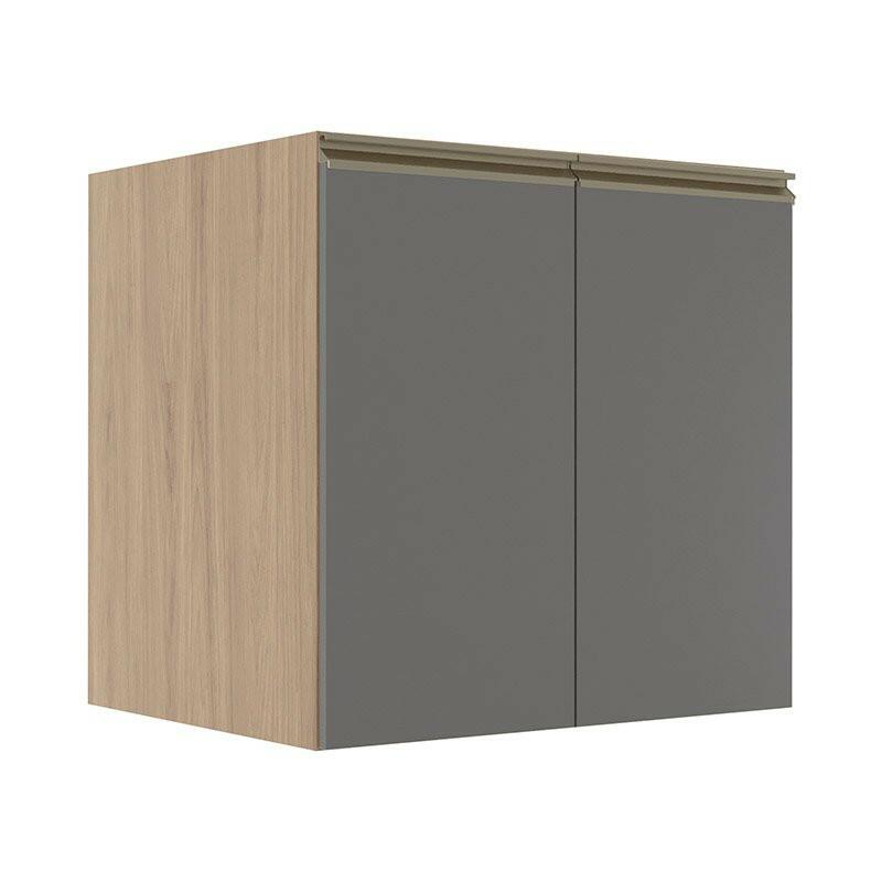 Módulo Balcão 70cm 2 Portas 100% MDF Cozinha Modulada Gold Robel Hanover/Cinza