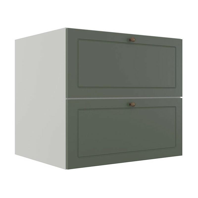 Módulo Balcao 80cm 1 Gaveta 1 Porta Basculante 100% MDF Cozinha Provence Robel Branco/Salvia Matte