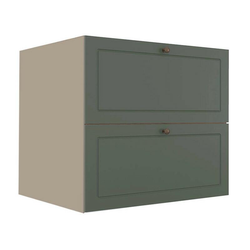 Módulo Balcao 80cm 1 Gaveta 1 Porta Basculante 100% MDF Cozinha Provence Robel Fendi/Salvia Matte