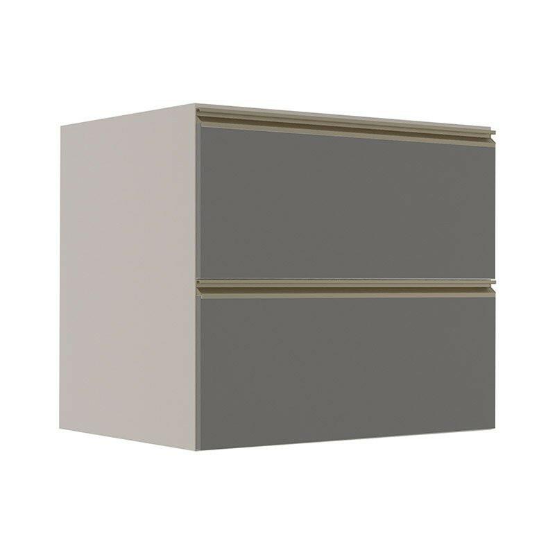Módulo Balcão 80cm 1 Gaveta 1 Porta Basculante 100% MDF Cozinha Modulada Gold Robel Fendi/Cinza