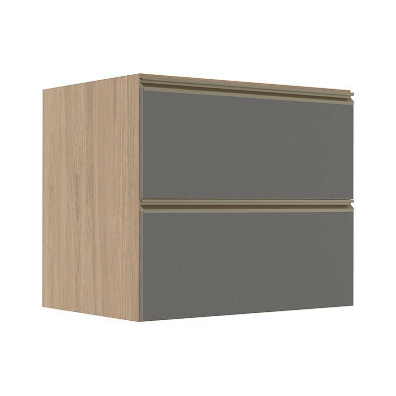 Módulo Balcão 80cm 1 Gaveta 1 Porta Basculante 100% MDF Cozinha Modulada Gold Robel Hanover/Cinza