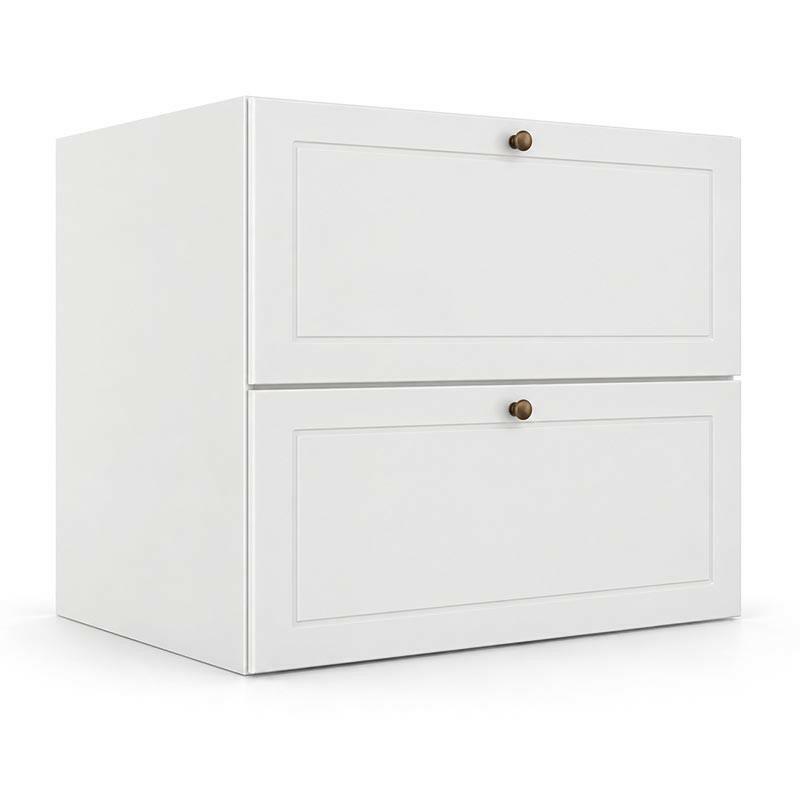 Módulo Balcão 80x68x56cm 2 Gavetas + 1 Gaveta Oculta 100% MDF Cozinha Provence Robel Branco/Branco Matte