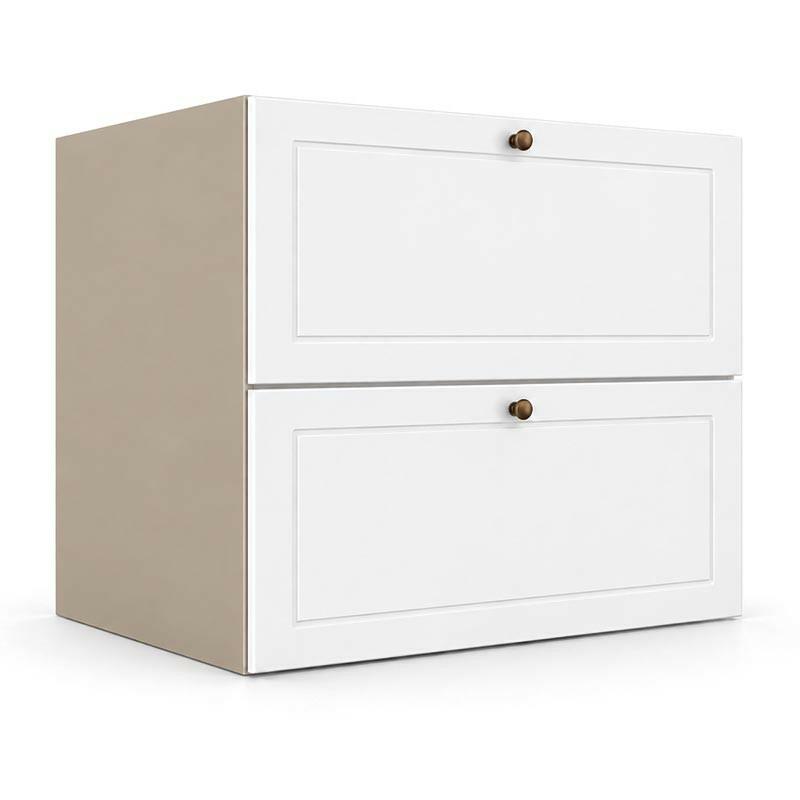 Módulo Balcão 80x68x56cm 2 Gavetas + 1 Gaveta Oculta 100% MDF Cozinha Provence Robel Fendi/Branco Matte
