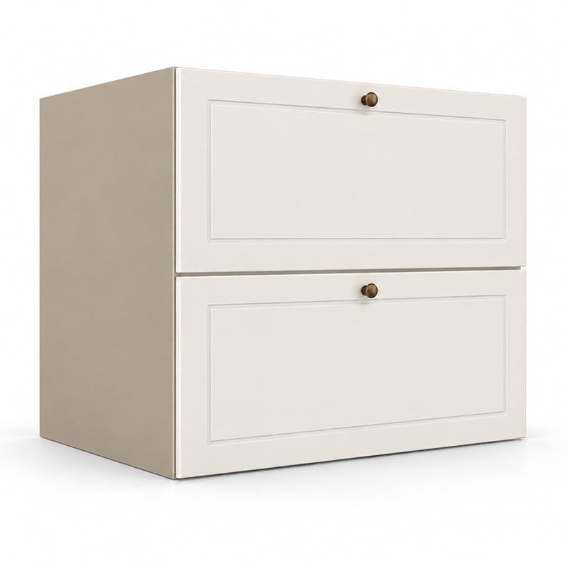 Módulo Balcão 80x68x56cm 2 Gavetas + 1 Gaveta Oculta 100% MDF Cozinha Provence Robel Fendi/Off White Matte