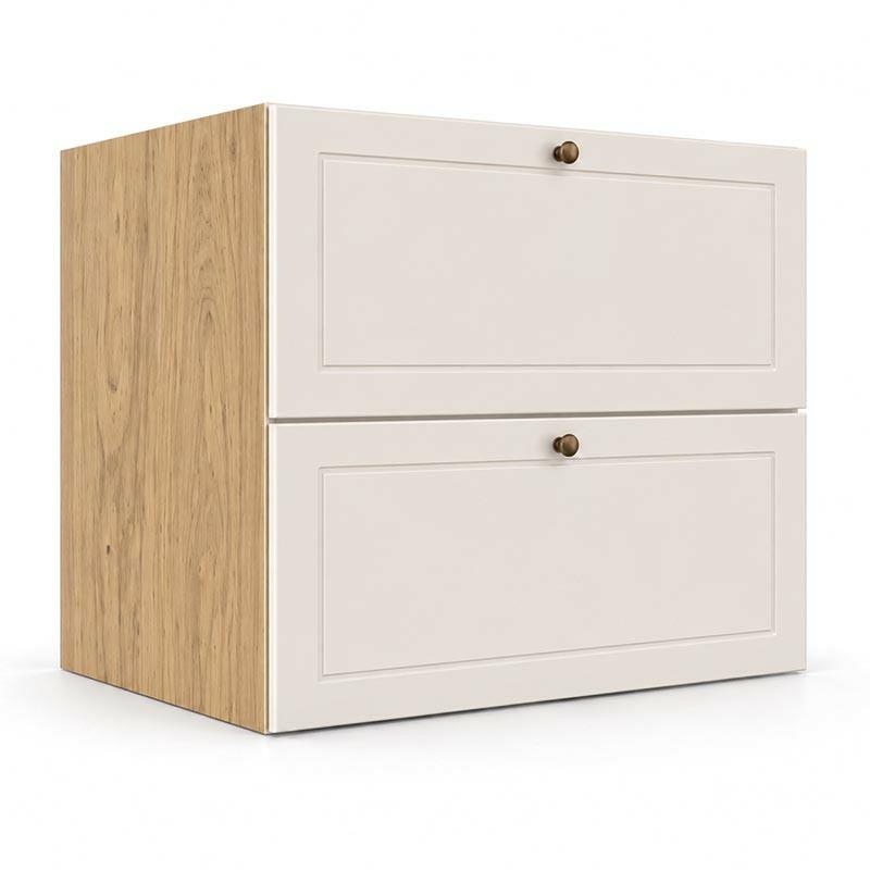 Módulo Balcão 80x68x56cm 2 Gavetas + 1 Gaveta Oculta 100% MDF Cozinha Provence Robel Hanover/Off White Matte