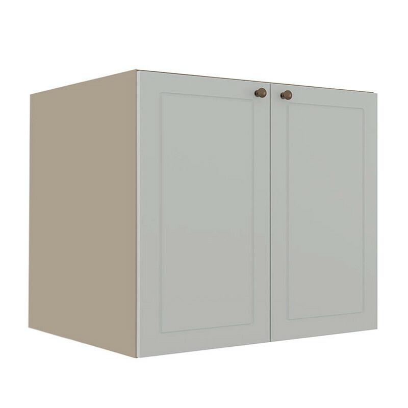 Módulo Balcao 80cm 2 Portas 100% MDF Cozinha Modulada Provence Robel Fendi/Branco Matte