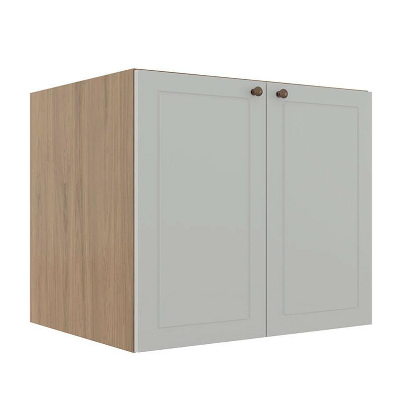 Módulo Balcao 80cm 2 Portas 100% MDF Cozinha Modulada Provence Robel Hanover/Branco Matte