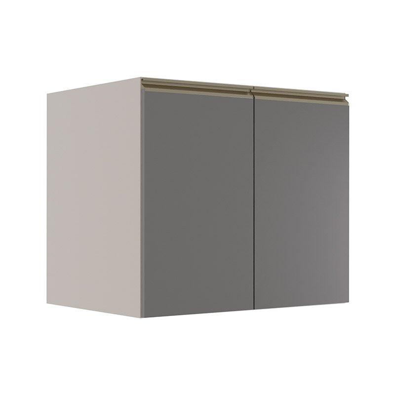Módulo Balcão 80cm 2 Portas 100% MDF Cozinha Modulada Gold Robel Fendi/Cinza