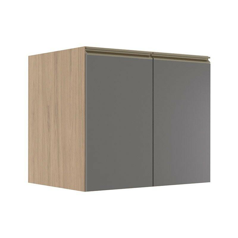 Módulo Balcão 80cm 2 Portas 100% MDF Cozinha Modulada Gold Robel Hanover/Cinza