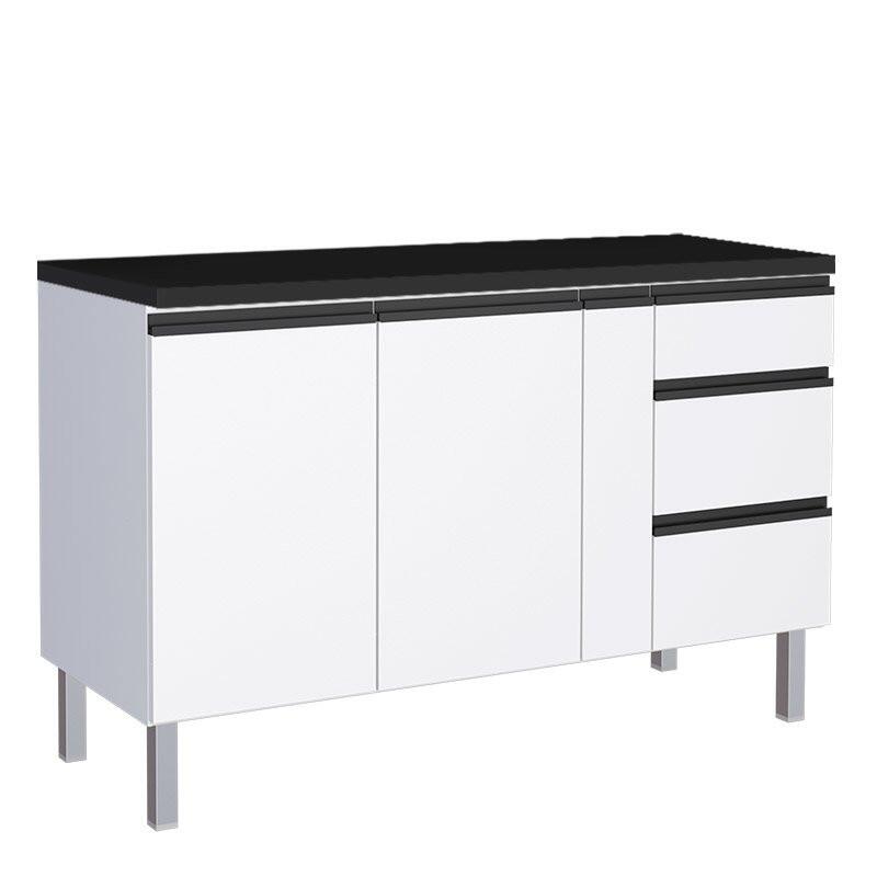 Balcão Para Cozinha de Aço 2 Portas 3 Gavetas e Porta Tempero Gaia 150cm Com Tampo Cozimax Branco 