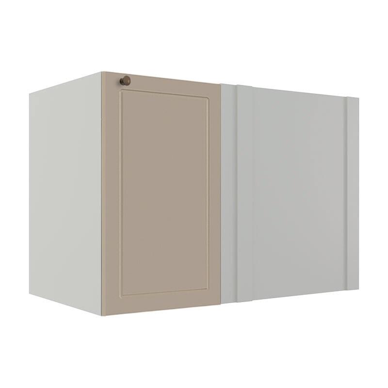 Módulo Balcao de Canto Reto 100cm Direito/Esquerdo 100% MDF Cozinha Provence Robel Branco/Fendi Matte