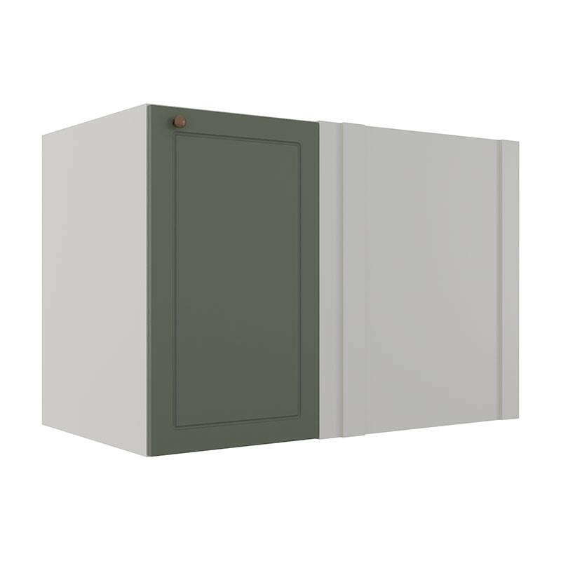 Módulo Balcao de Canto Reto 100cm Direito/Esquerdo 100% MDF Cozinha Provence Robel Branco/Salvia Matte