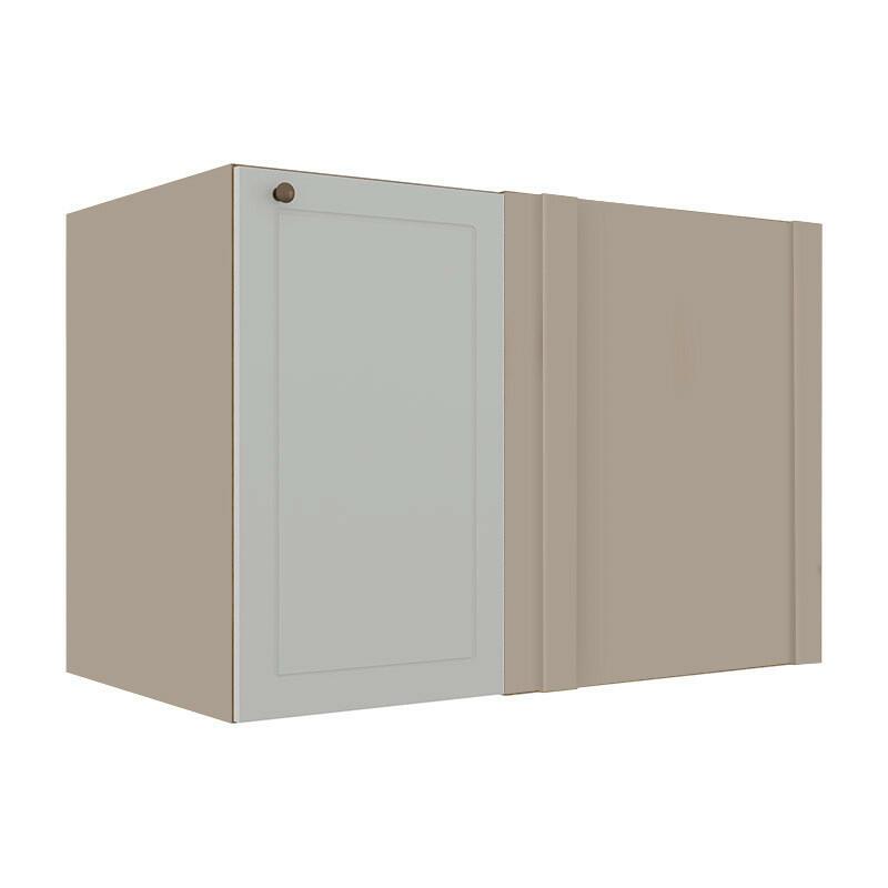 Módulo Balcao de Canto Reto 100cm Direito/Esquerdo 100% MDF Cozinha Provence Robel Fendi/Branco Matte
