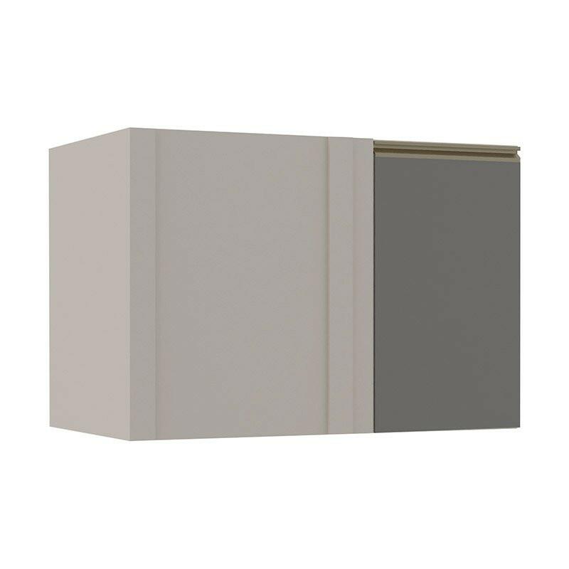 Módulo Balcao De Canto Reto 100cm Direito 100% MDF Cozinha Modulada Gold Robel Fendi/Cinza
