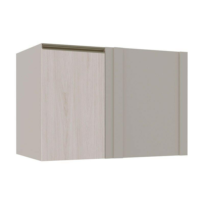 Módulo Balcao De Canto Reto 100cm Esquerdo 100% MDF Cozinha Modulada Gold Robel Fendi/Aspen