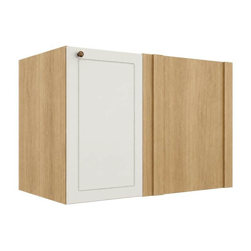 Módulo Balcão Canto Reto 100x68x56cm Direito/Esquerdo 100% MDF Cozinha Provence Robel Hanover/Off White Matte