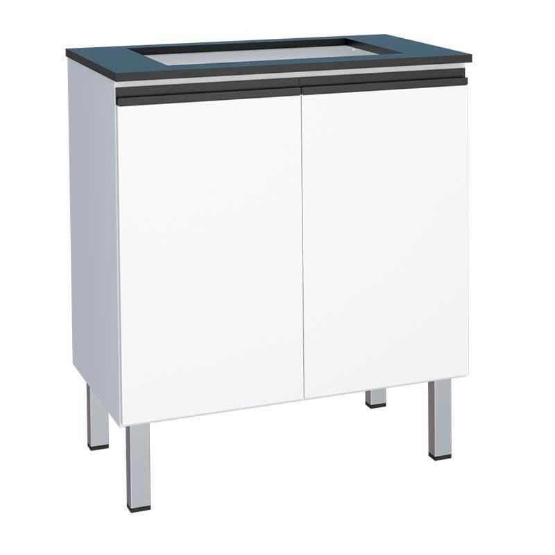 Balcão de Aço Para Cooktop 4 Bocas 2 Portas 77cm Gaia Flat Cozimax Branco