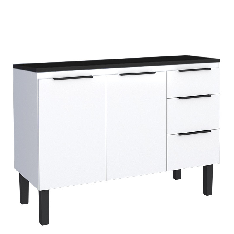 Balcão de Aço Com Tampo de Madeira 115x85x50cm Júpiter 120 Cozimax Branco/Preto