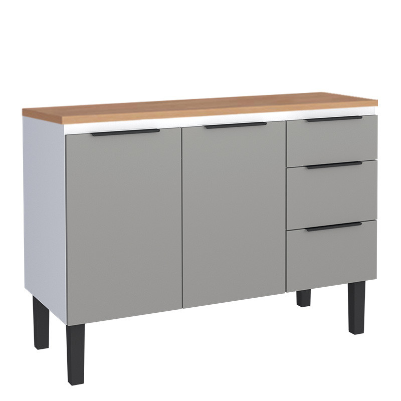 Balcão de Aço Com Tampo de Madeira 115x85x50cm Júpiter 120 Cozimax Cinza/Jequitiba