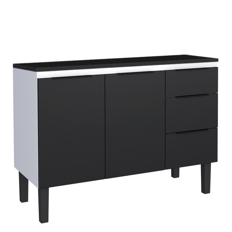 Balcão de Aço Com Tampo de Madeira 115x85x50cm Júpiter 120 Cozimax Preto/Preto