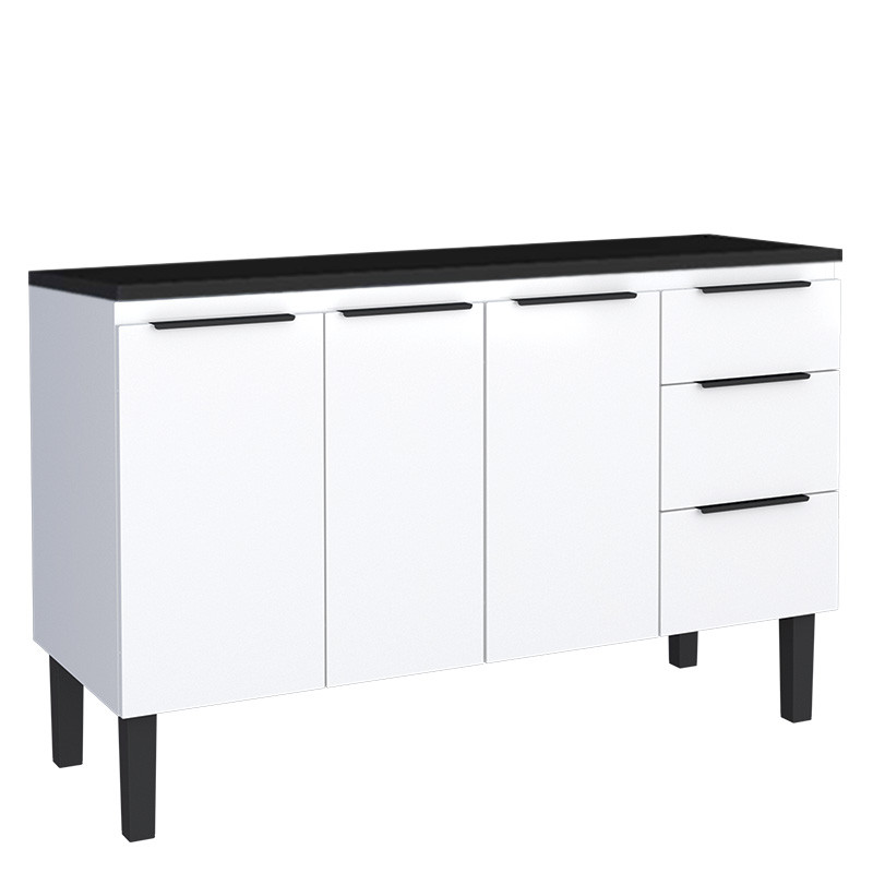 Balcão de Aço Com Tampo de Madeira 134x85x50cm Júpiter 140 Cozimax Branco/Preto