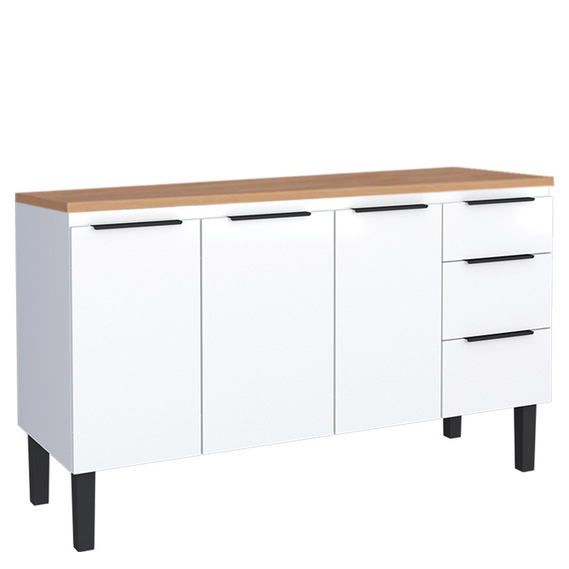 Balcão de Aço Com Tampo de Madeira 153x85x50cm Júpiter 160 Cozimax Branco/Jequitiba