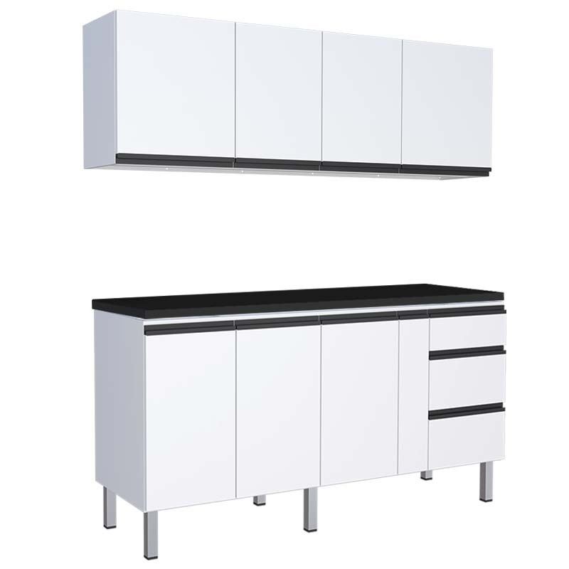 Cozinha Completa Balcão Para Pia 180cm e Armário Aéreo Gaia 180 Cozimax Branco