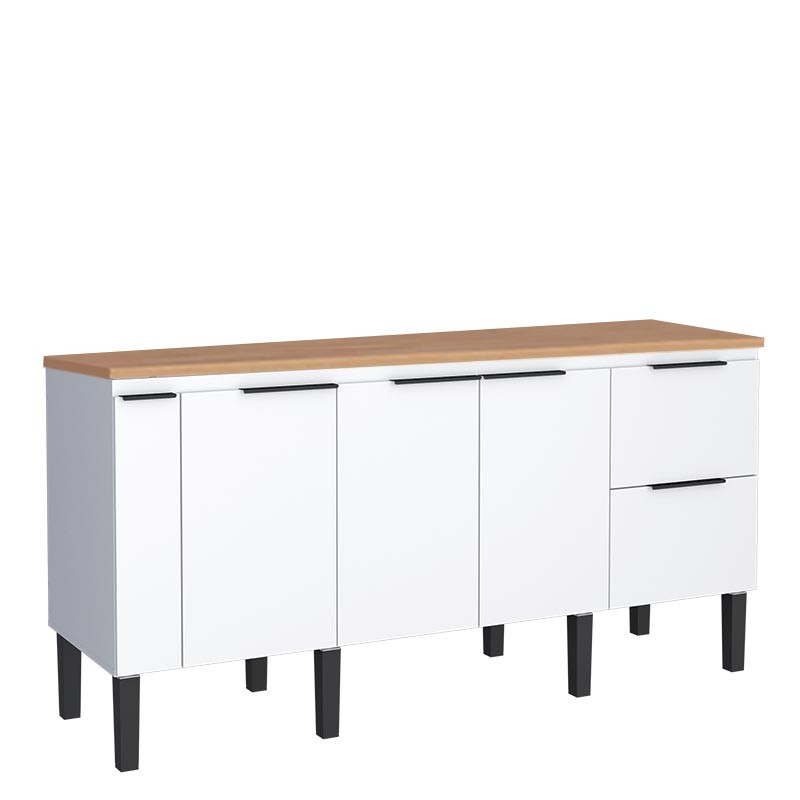 Balcão Buffet Cozinha com Tampo 174x85x51cm Cisne 180 Cozimax Branco/Jequitiba
