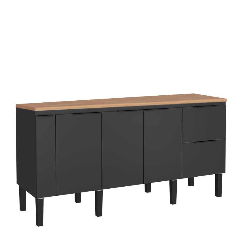 Balcão Buffet Cozinha com Tampo 174x85x51cm Cisne 180 Cozimax Preto/Jequitiba