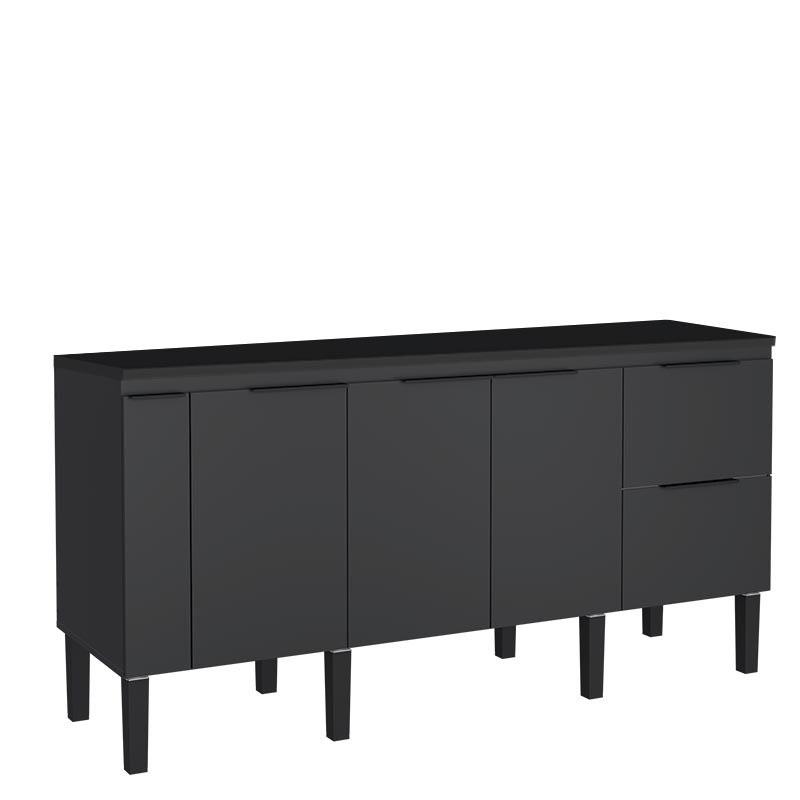 Balcão Buffet Cozinha com Tampo 174x85x51cm Cisne 180 Cozimax Preto/Preto