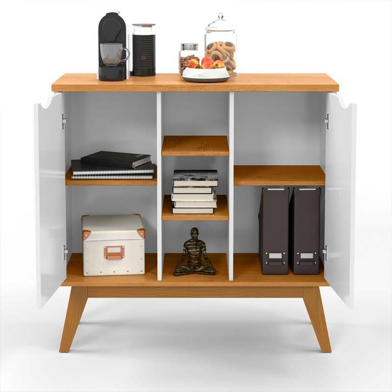 Balcão Pequeno Cantinho do Café 100cm 2 Portas Prism Patrimar Branco/Cinamomo