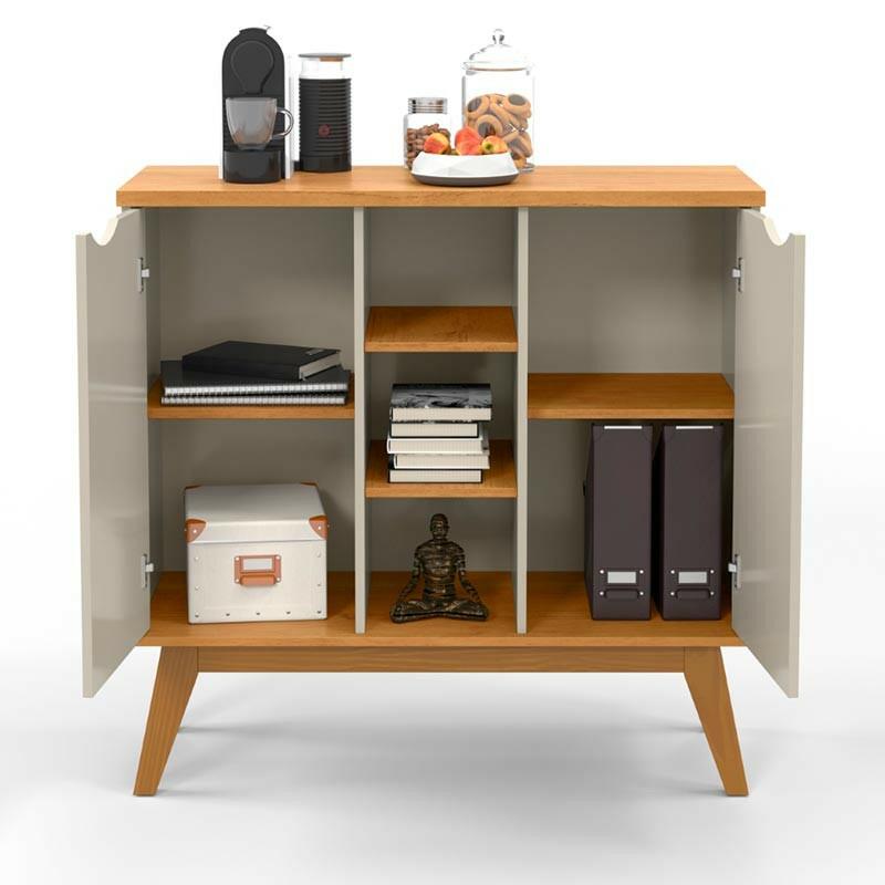 Balcão Pequeno Cantinho do Café 100cm 2 Portas Prism Patrimar Off White/Cinamomo