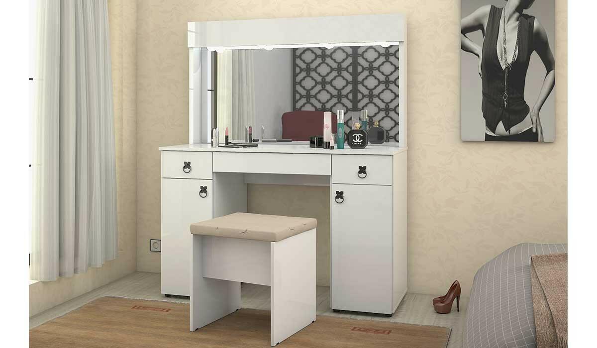 Banqueta para Penteadeira Anita Mirarack Branco