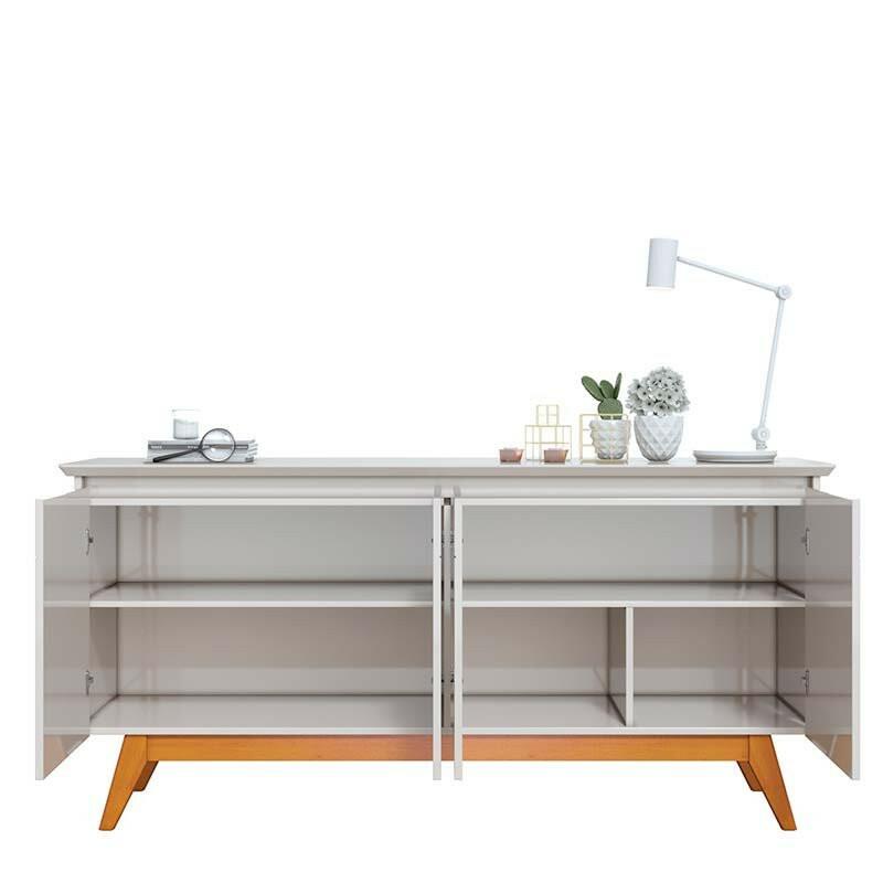 Balcão Buffet 1.65cm Para Sala de Jantar 4 Portas Classic Imcal Off White