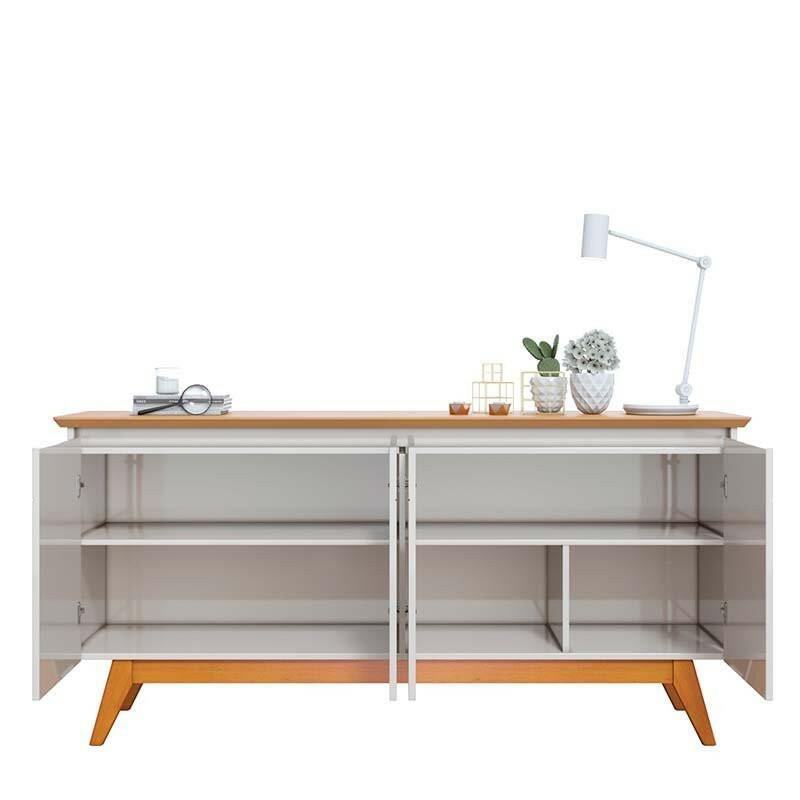 Balcão Buffet 1.65cm Para Sala de Jantar 4 Portas Classic Imcal Off White/Nature