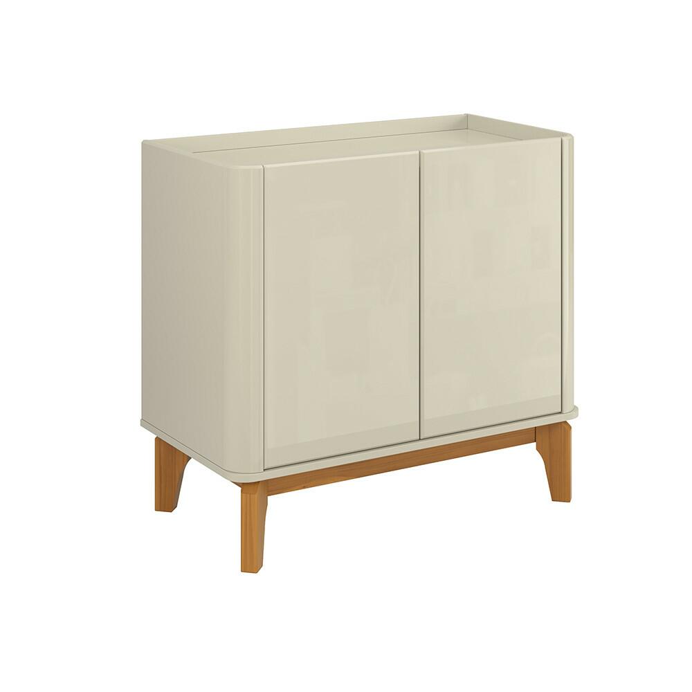 Buffet Balcão Pequeno 90cm Sala com 2 Portas Flip 90 Patrimar Off White