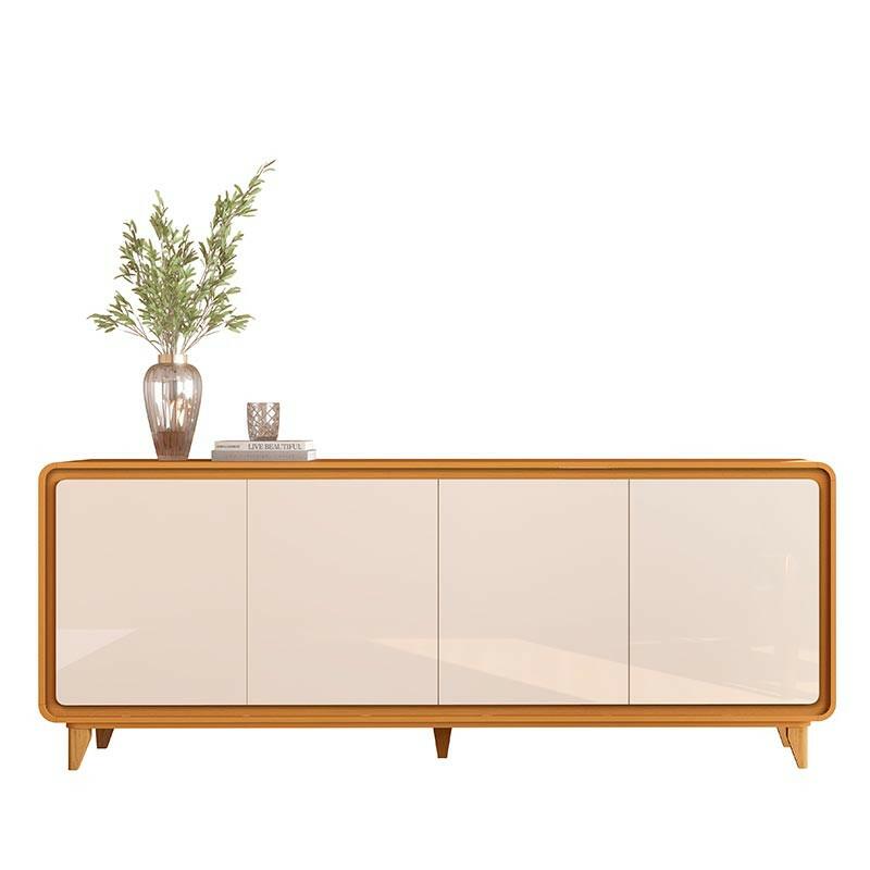 Buffet Sala Jantar 218cm 4 Portas Cantos Arredondado Liv 2.2 EDN Cedro/Off White
