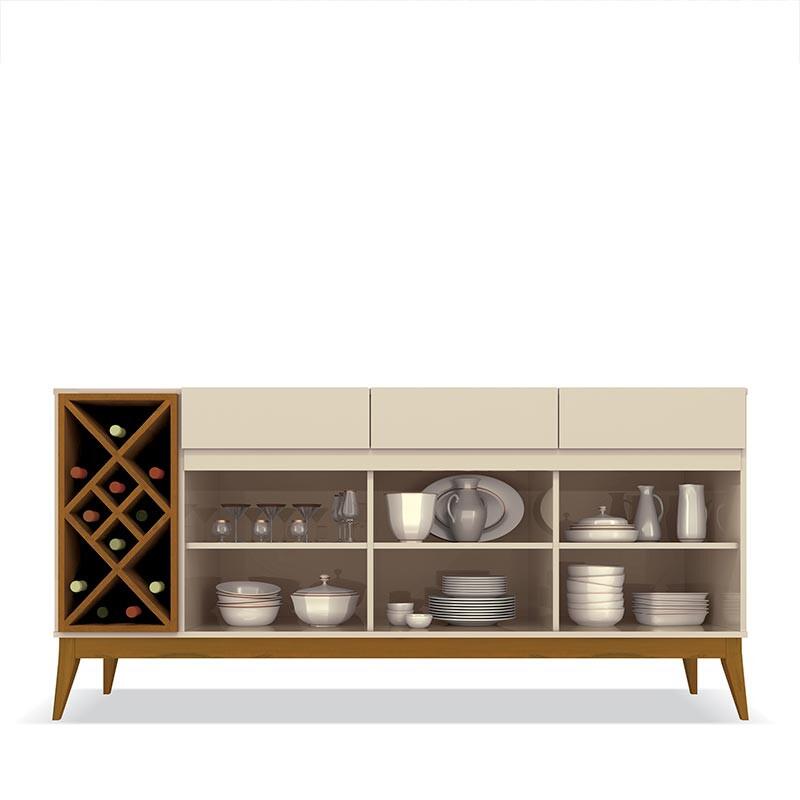 Buffet Sala Jantar Adega 170cm Passion EDN Off White/Cedro Naturale