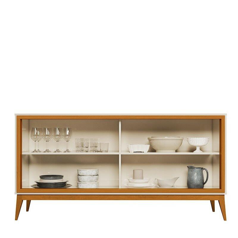 Aparador Buffet Para Sala 4 Portas 160 Middag EAX Off White/Cedro