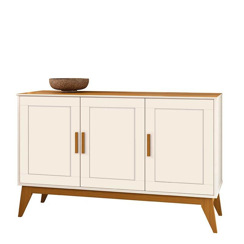Buffet Sala Jantar 130cm Vintage Provençal 3 Portas Sierra 1.3 EDN Off White/Cedro
