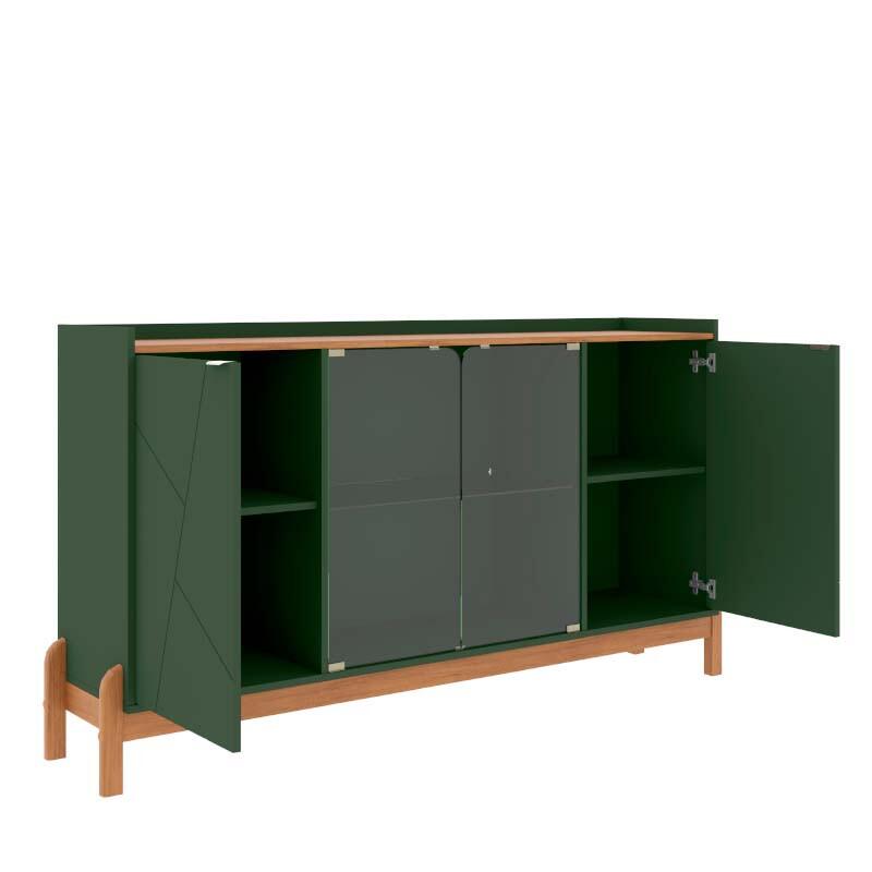 Buffet Cristaleira 1.7 Porta de Vidro Sala de Jantar Bari Casa D Verde/Cedro