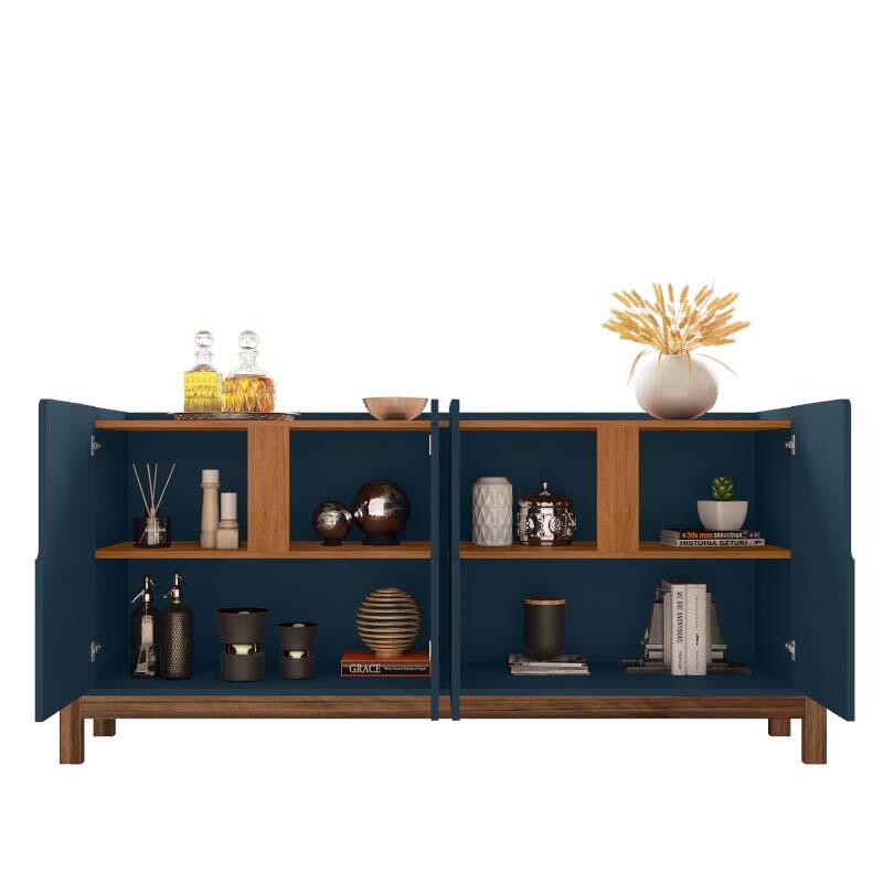 Buffet Balcão Sala de Jantar 4 Portas Lizz 1.7 Casa D Azul/Cedro