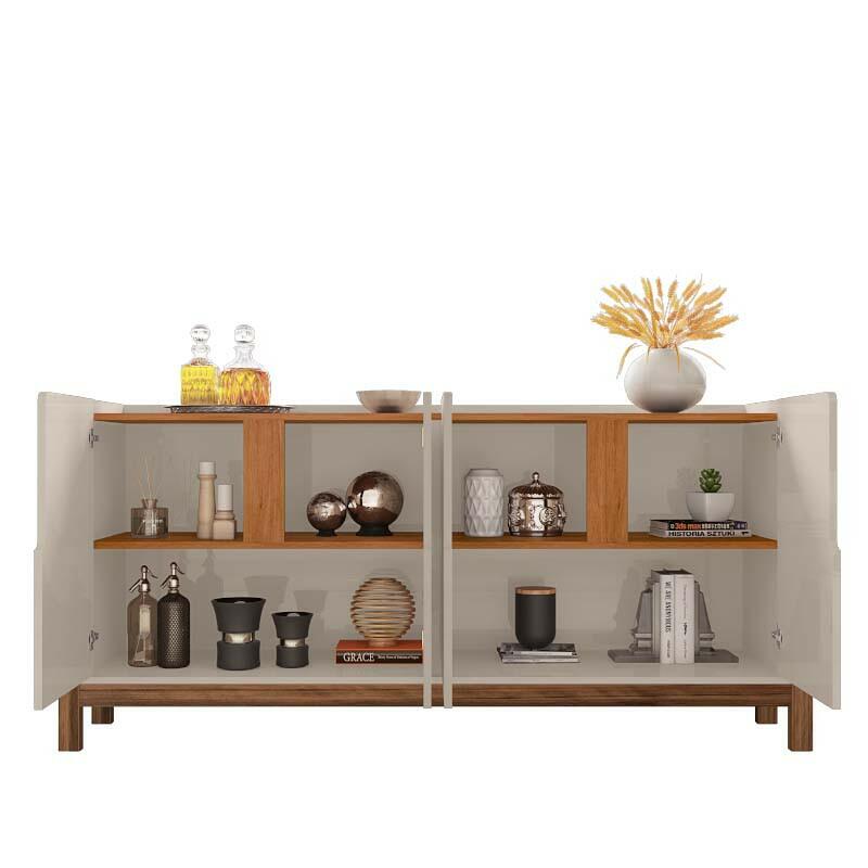 Buffet Balcão Sala de Jantar 4 Portas Lizz 1.7 Casa D Off White/Cedro