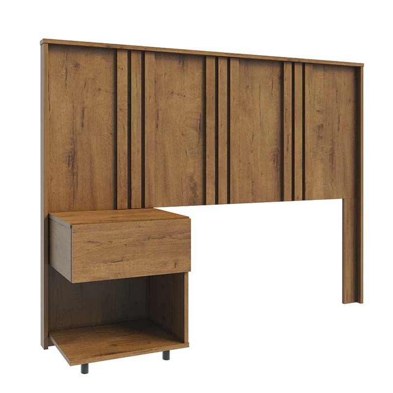 Cabeceira de Solteiro com Mesa Lateral Gaveta Flora Lukaliam Cinamomo