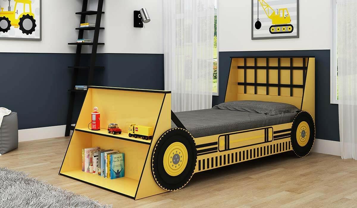 Cama Infantil Solteiro Trator Gelius Amarelo