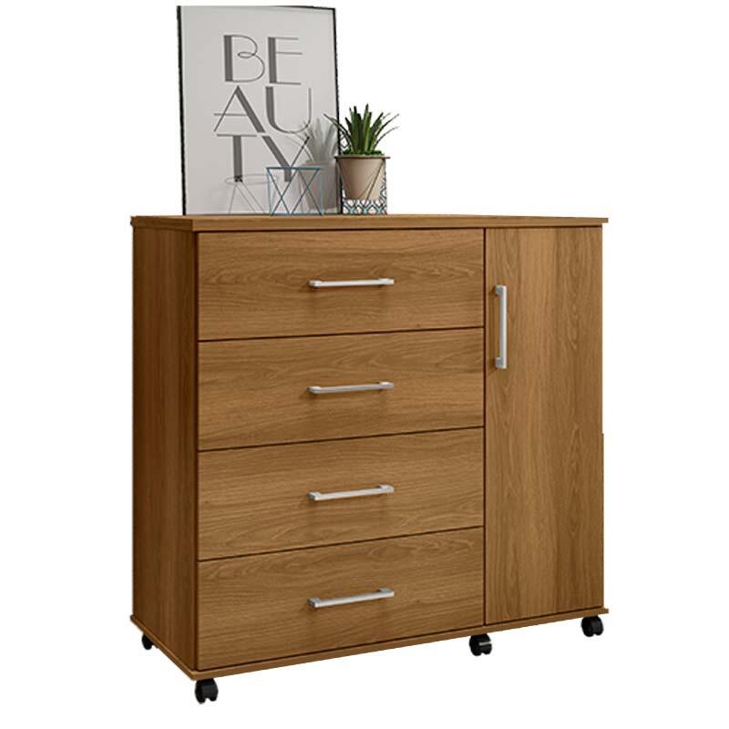 Cômoda Pequena 103cm Com Sapateira 4 Gavetas Belle Lukaliam Freijo