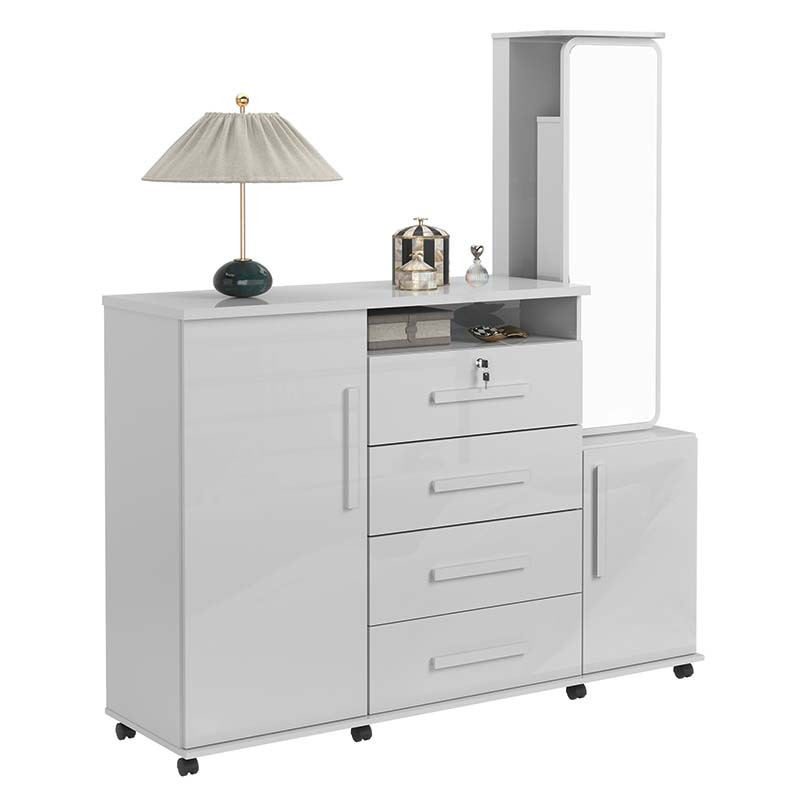 Cômoda Grande Com Espelho Giratório 163cm Copacabana Lukaliam Branco