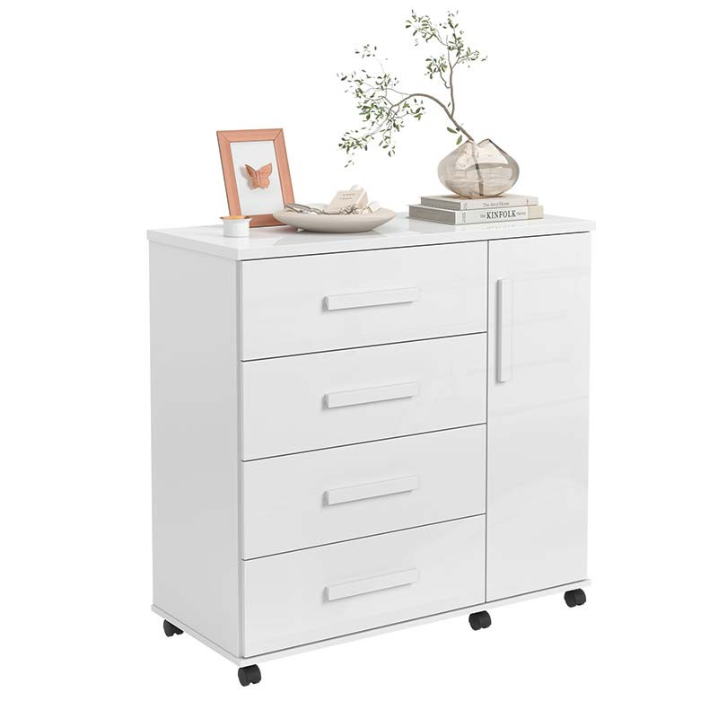 Cômoda Pequena Com Sapateira 4 Gavetas Mavi Lukaliam Branco