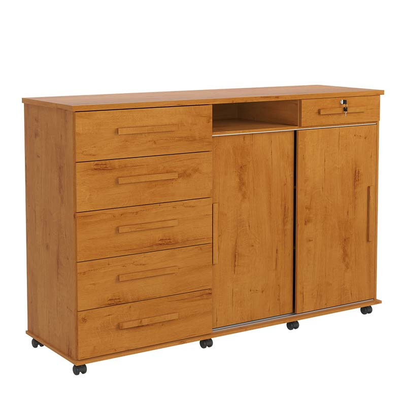 Cômoda Grande Portas de Correr Espelho 176cm Max New Lukaliam Cinamomo